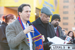 January 8, 2020: Senate Democrats stood at sunrise today with House colleagues, parents, teachers and city officials outside Carnell Elementary School to decry the continued contamination of Philadelphia schools and demand at least $170 million from the state’s Rainy Day Fund to remediate toxic schools. Carnell has been closed since mid-December due to asbestos contamination.