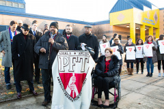 January 8, 2020: Senate Democrats stood at sunrise today with House colleagues, parents, teachers and city officials outside Carnell Elementary School to decry the continued contamination of Philadelphia schools and demand at least $170 million from the state’s Rainy Day Fund to remediate toxic schools. Carnell has been closed since mid-December due to asbestos contamination.