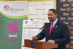 February 21, 2025 – Senator Sharif Street (PA-3) joined Mayor Cherelle Parker, Loree D. Jones-Brown, Philabundance CEO, and Quaiser Abdullah, Director of Muslim Engagement for the City of Philadelphia at the Office of Reentry Partnerships Neighborhood Resource Center/Uplift Solutions to announce the fifth annual 30-day food distribution during Ramadan that will feed 7,600 people. 