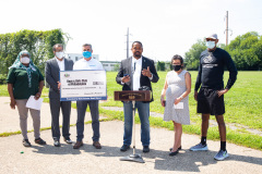 August 25, 2021: Sen. Sharif Street presents a check  to the Shane Victorino Nicetown Boys and Girls Club to rehab a field adjacent to the club to provide safe outdoor recreation for its members.  The club was renamed after the former Phillies centerfielder’s foundation committed $1 million to rehab the indoor facility a decade ago.